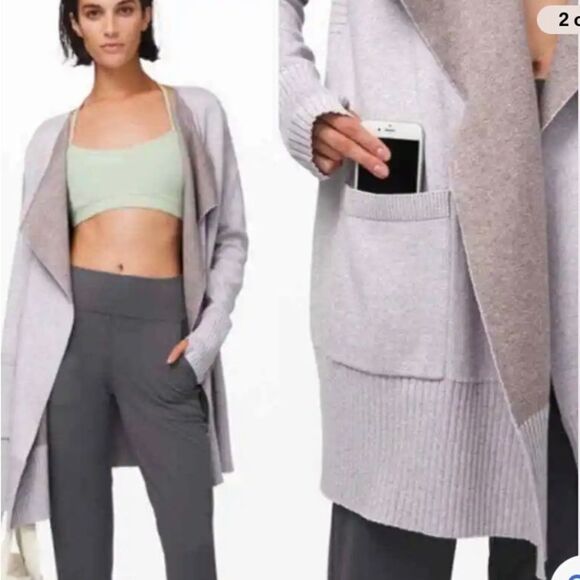 Lululemon still lotus wrap reversible long cardigan sweater - Picture 2 of 12